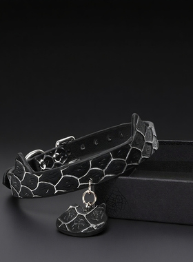 真皮项圈男女颈圈高级黑色项链情侣项链牵引绳可定制刻字chokerk8