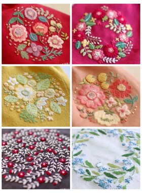 服装手工刺绣定做绣花图案图稿水溶无纺布免画图绣花不是材料包
