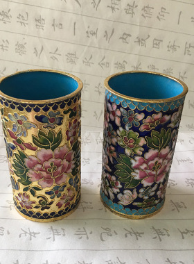 北京景泰蓝花丝猫头鹰摆件首饰盒
