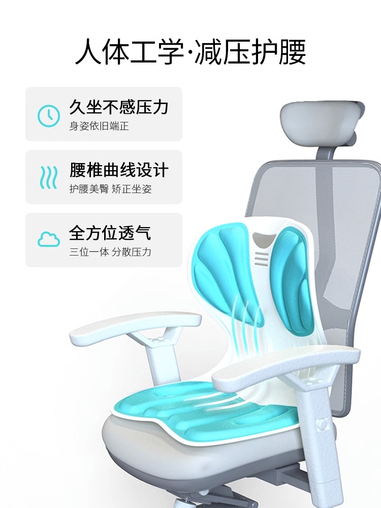 bkt花瓣坐垫护腰座椅靠背办公室久坐神器腰靠腰托学生矫正坐姿垫 - 图0