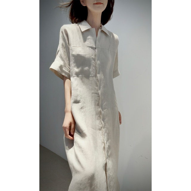 Linen ເຄື່ອງປັບອາກາດທໍາມະຊາດສົດຊື່ນ Dress ແສງສະຫວ່າງ breathable