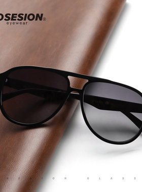 复古茶色飞行员偏光太阳镜大框双梁女款大牌大脸可配近视度数墨镜