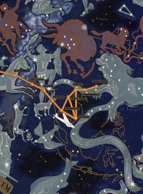 法国复古旅行世界地图旁白装饰画