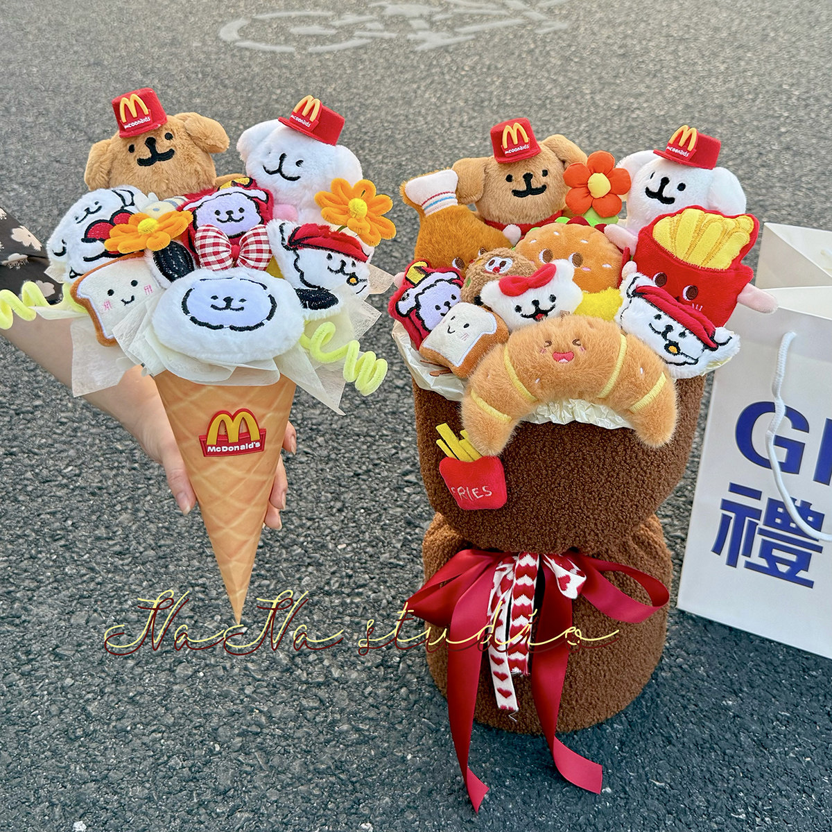 可爱线条小狗玩偶花束成品麦当当零食毕业送女生生日创意实用礼物,淘宝优惠券,粉丝福利购,淘宝优惠卷