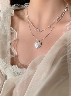 网红爱心桃心吊坠个性款锁骨项链