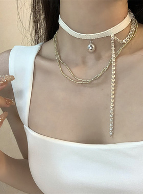 白色皮绳choker颈链项圈