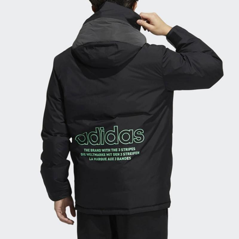 正品Adidas阿迪达斯三叶草羽绒服男冬款运动服连帽保暖外套H66017