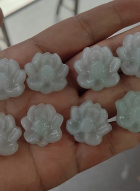 缅甸A货翡翠莲花吊坠手工配件