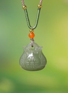 玉阅珠宝和田玉青海料福袋吊坠