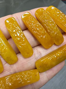 石英岩黄玉雕刻手链配件