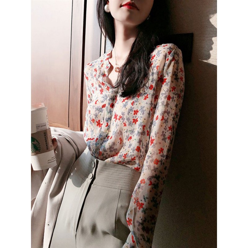 雪纺碎花夏设计感小众法式甜美衬衫 蒂曼芳衬衫