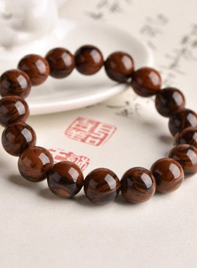 道气长存五行补水天然金丝红曜石手串6-16mm黑曜石手链水属性手串