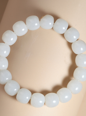 新疆和田玉籽料白玉洒金皮手链