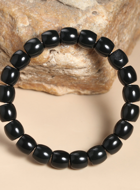 新疆黑青玉籽料和田玉直切珠手串