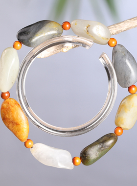 和田玉籽料独籽原石随形手链