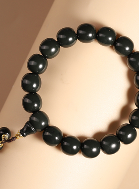 新疆天然和田青玉老型珠手链