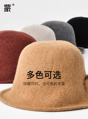 卡蒙绵羊秋冬复古毡帽渔夫帽盆帽