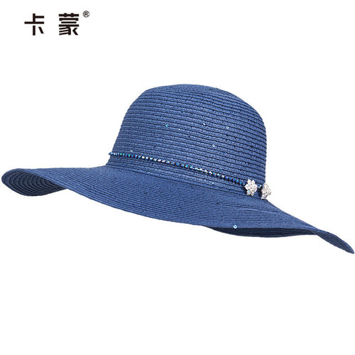 卡蒙韩版海边大檐帽百搭遮阳帽系带软妹草帽女夏小清新田园太阳帽 - 图3
