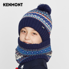 Комплект из двух частей 卡蒙绵羊毛男中童针织毛线帽秋冬户外加绒加厚围脖防寒保暖2件装 Kenmont