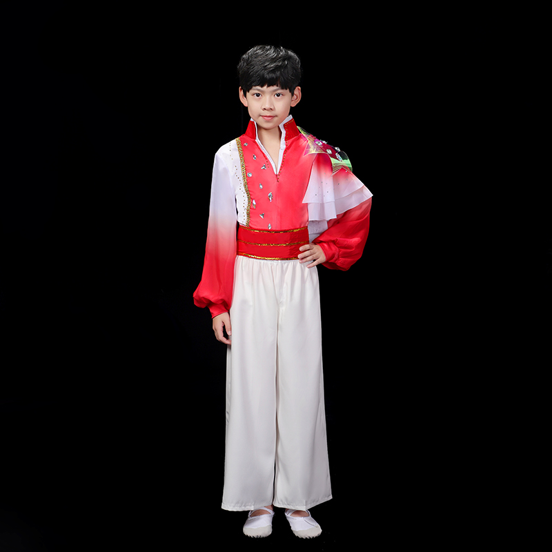 儿童万疆演出服现代开场舞大摆裙女灯火里的中国舞蹈歌伴舞合唱服-图1