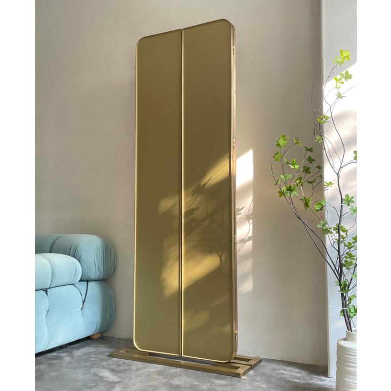 Brassart定制黄铜北欧复古穿衣全身三折叠别墅落地镜试衣镜 - 图3
