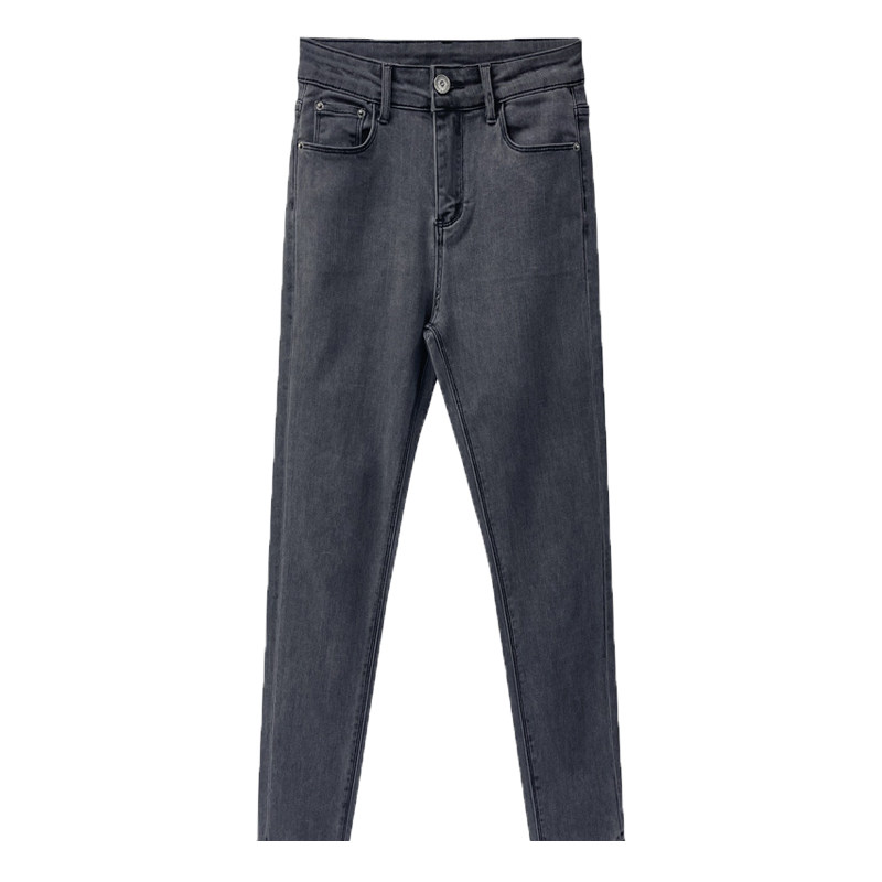 烟灰色加绒秋冬小个子2021子牛仔裤 莎塔俪牛仔裤