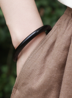 未芽定制雕花天然黑檀木手镯