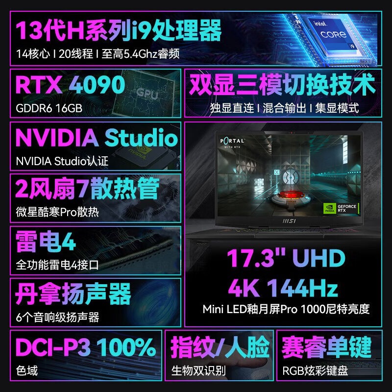 MSI/微星 笔记本 绝影/星影13代i713700H显卡4060满血满功耗240HZ - 图0