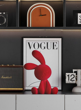 坐姿兔子红色摆件客厅玄关酒柜电视柜背景小众高级感家居软装饰品