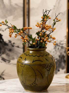 新中式复古手绘陶瓷花瓶送礼