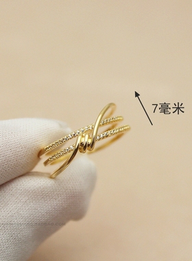 轻奢三层浅金色开口可调节戒指