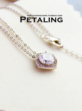 超闪克拉微镶锆石菱形花边项链