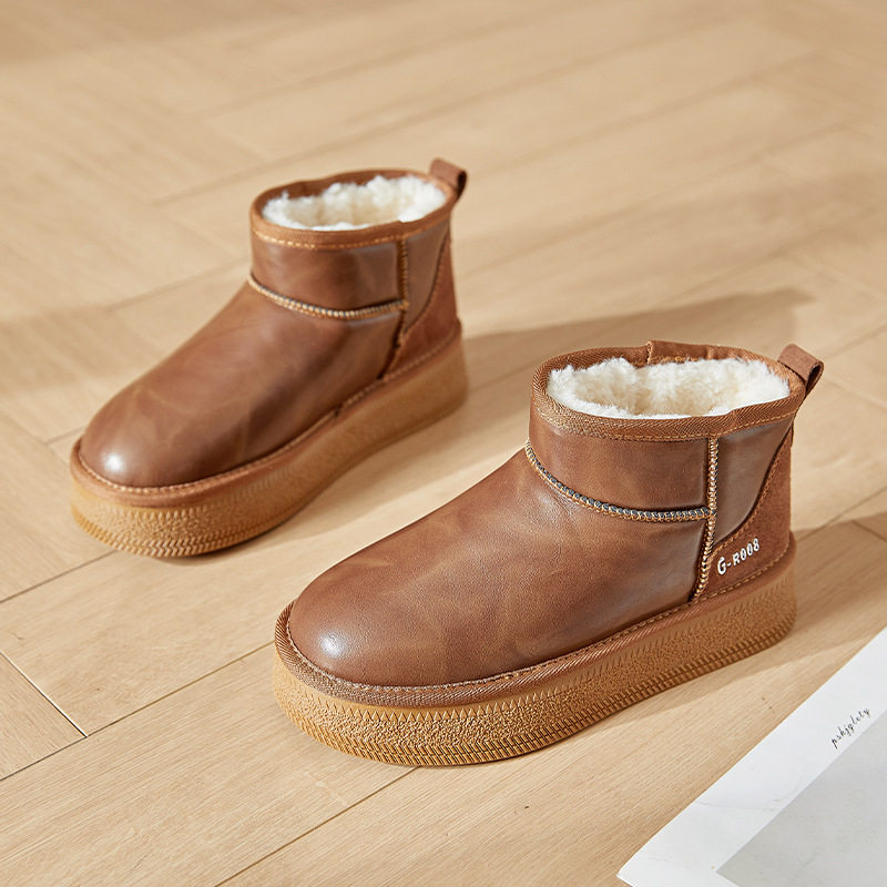 2025新款冬季厚底内增高雪地靴女加绒加厚防水保暖短靴松糕底棉鞋,淘宝优惠券,粉丝福利购,淘宝优惠卷