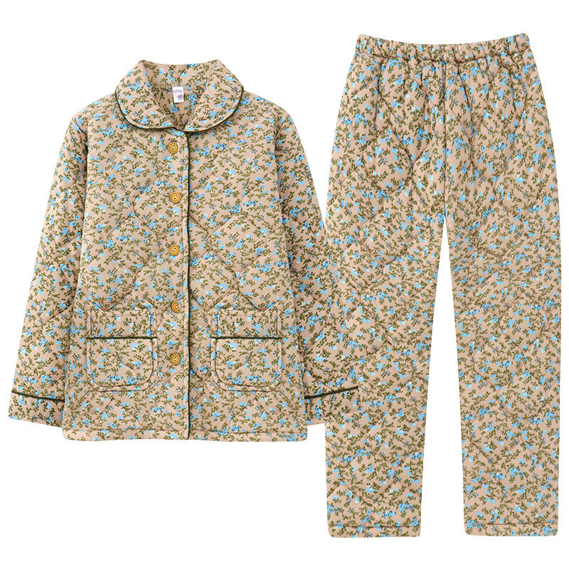 睡衣女士加厚纯棉中年女式家居服秋冬季薄款三层夹棉保暖套装冬款,淘宝优惠券,粉丝福利购,淘宝优惠卷