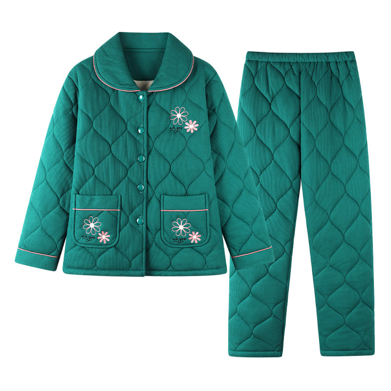 睡衣女士秋冬季纯棉妈妈三层加厚夹棉袄冬天保暖2022年新款家居服,淘宝优惠券,粉丝福利购,淘宝优惠卷