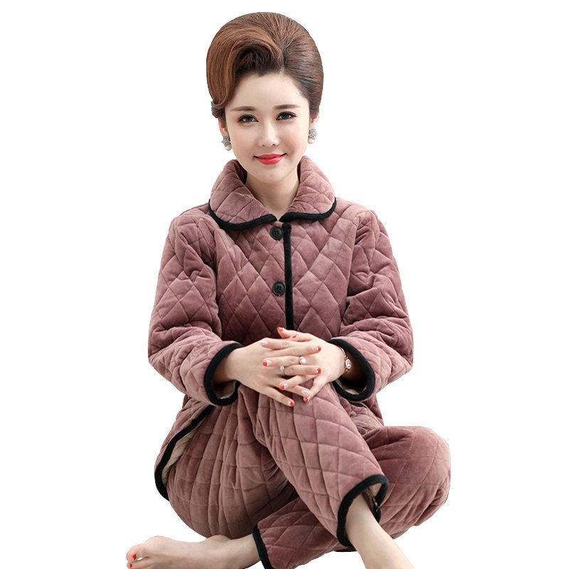 珊瑚绒夹棉睡衣女士冬季三层加厚中年妈妈保暖加绒家居服套装外穿,淘宝优惠券,粉丝福利购,淘宝优惠卷