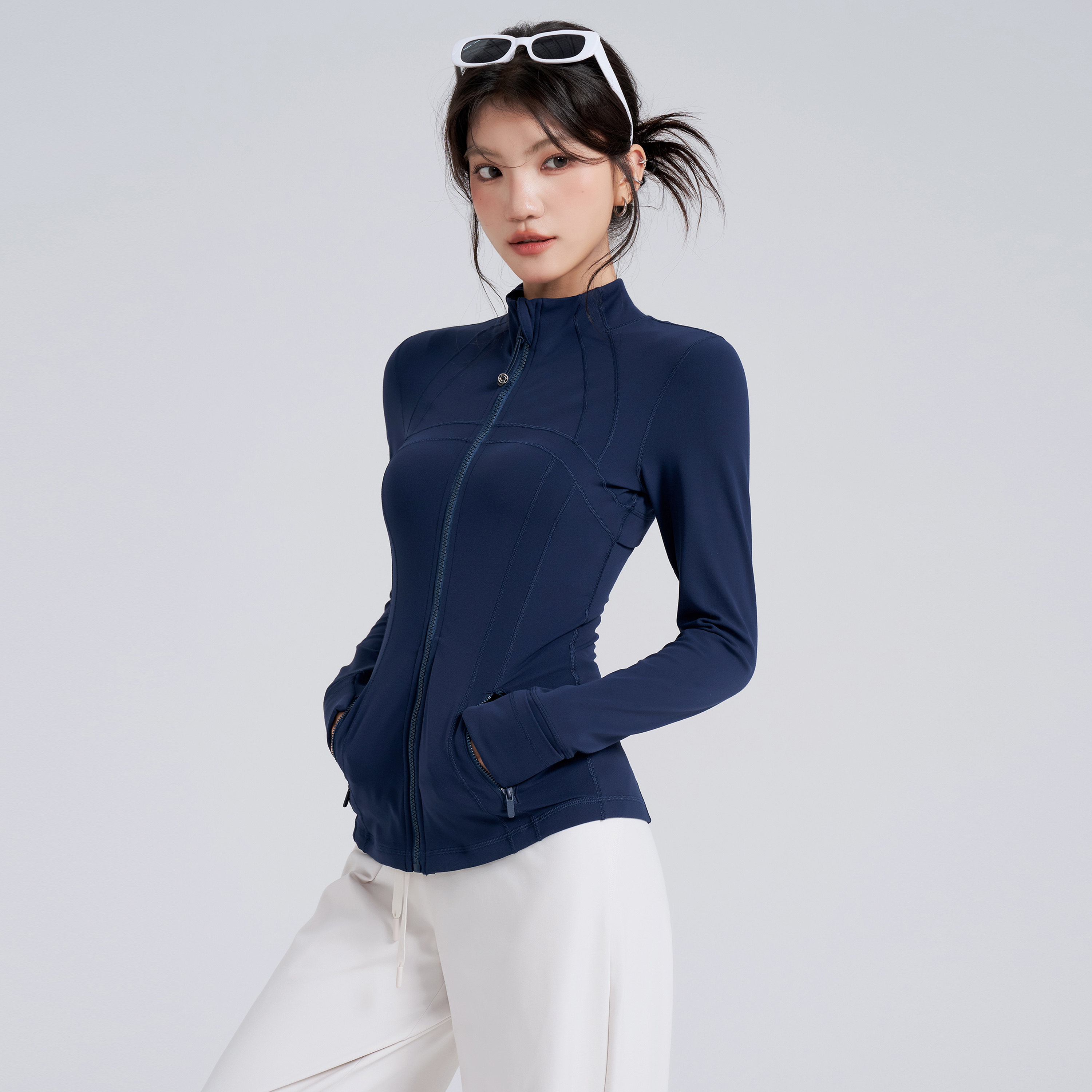 岚纹秋冬季瑜伽外套女立领拉链跑步骑行健身服高级感运动上衣长袖,淘宝优惠券,粉丝福利购,淘宝优惠卷