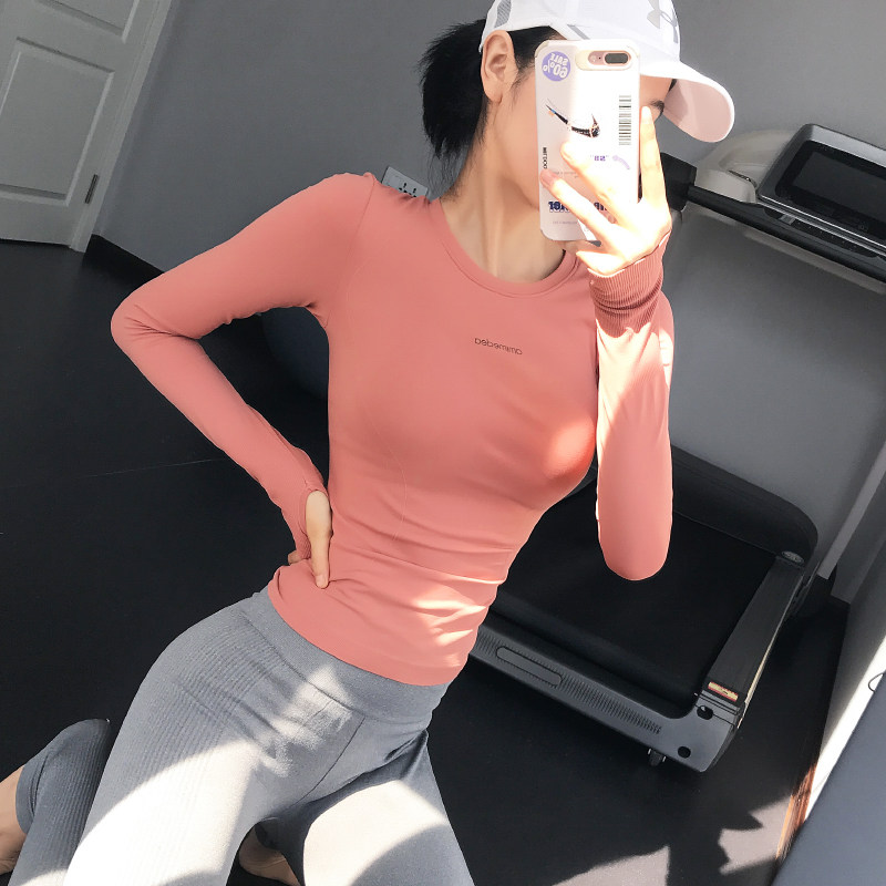 岚纹运动紧身长袖女瑜伽健身潮t恤 岚纹健身衣