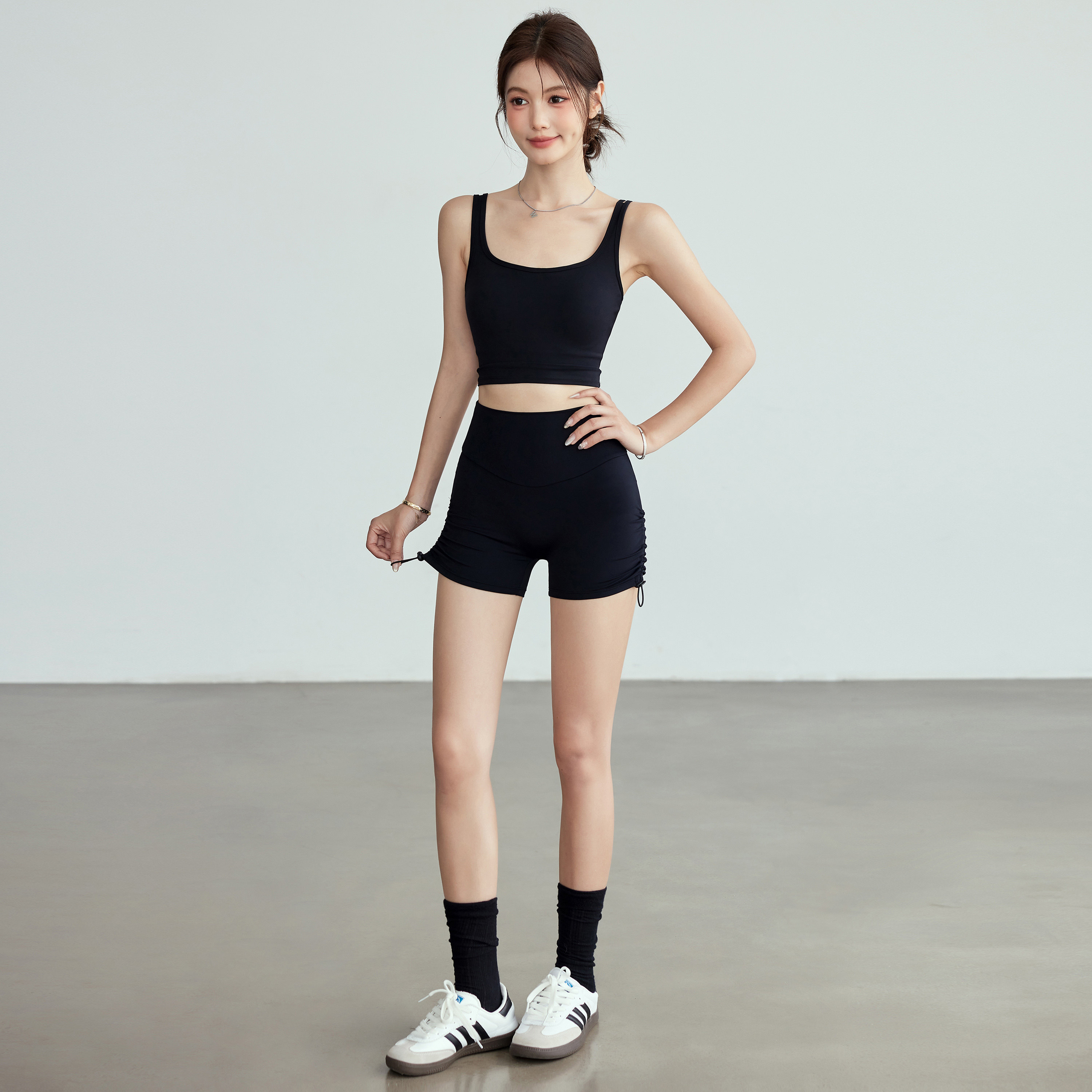 岚纹性感提臀瑜伽短裤女弹力抽绳跑步运动三分裤收腹健身热裤春夏,淘宝优惠券,粉丝福利购,淘宝优惠卷