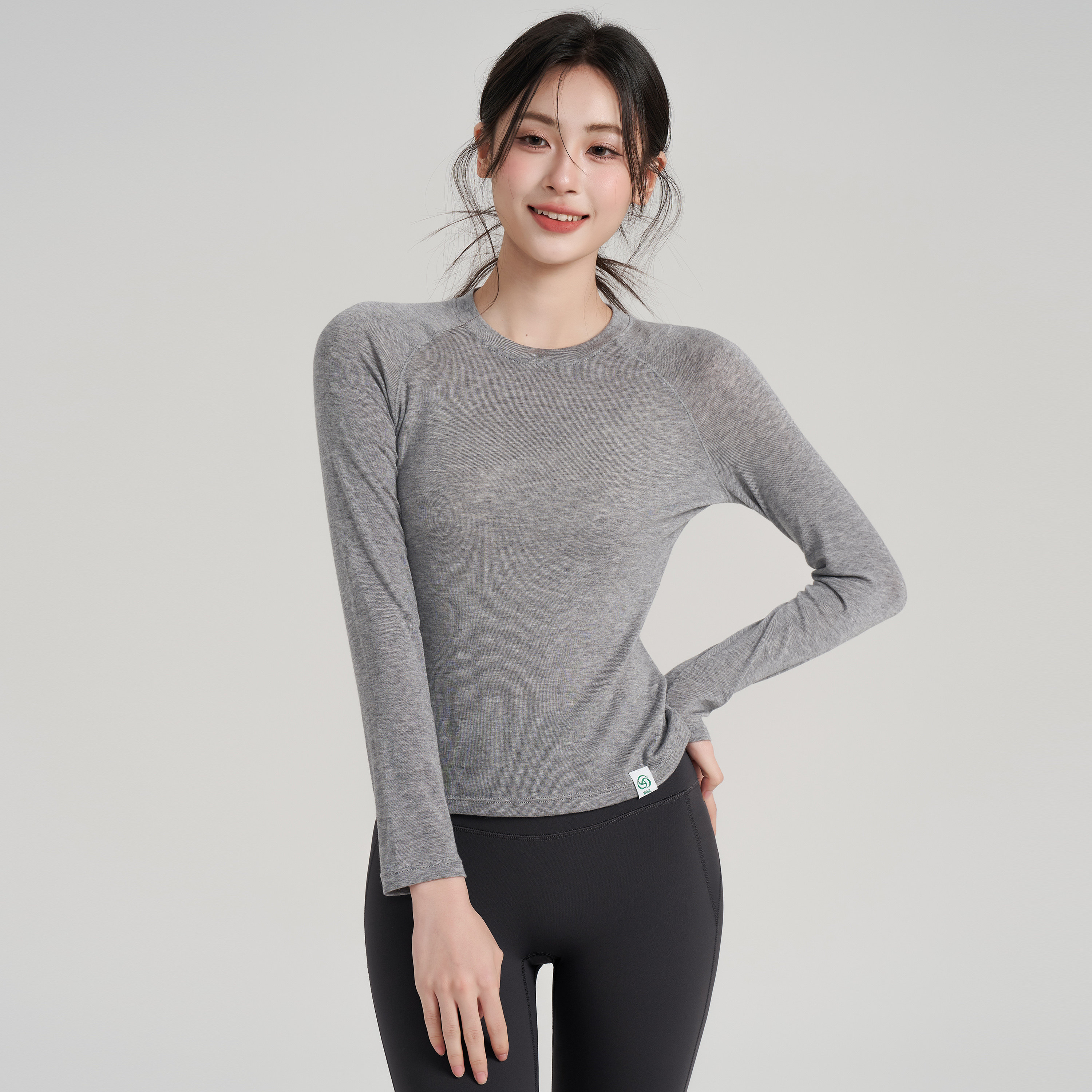 岚纹美利奴羊毛长袖健身上衣女吸湿速干跑步运动T恤瑜伽服秋冬,淘宝优惠券,粉丝福利购,淘宝优惠卷