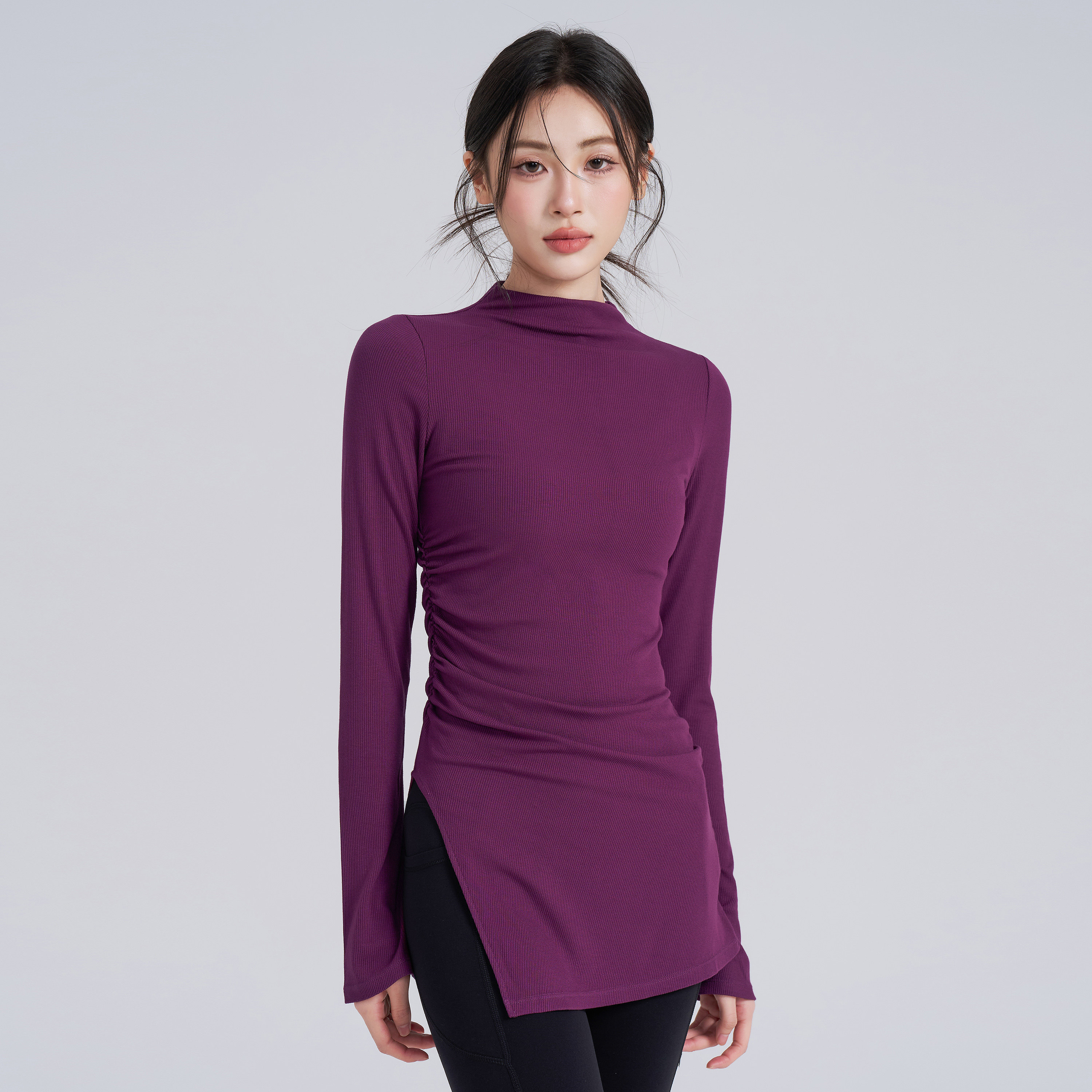 岚纹遮臀瑜伽服女跑步运动喇叭健身长袖普拉提舞蹈训练上衣秋冬款,淘宝优惠券,粉丝福利购,淘宝优惠卷