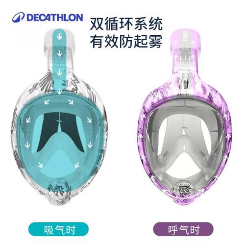 迪卡侬浮潜装备面罩儿童潜水镜水下呼吸器游泳全脸近视护鼻WWS2 - 图0