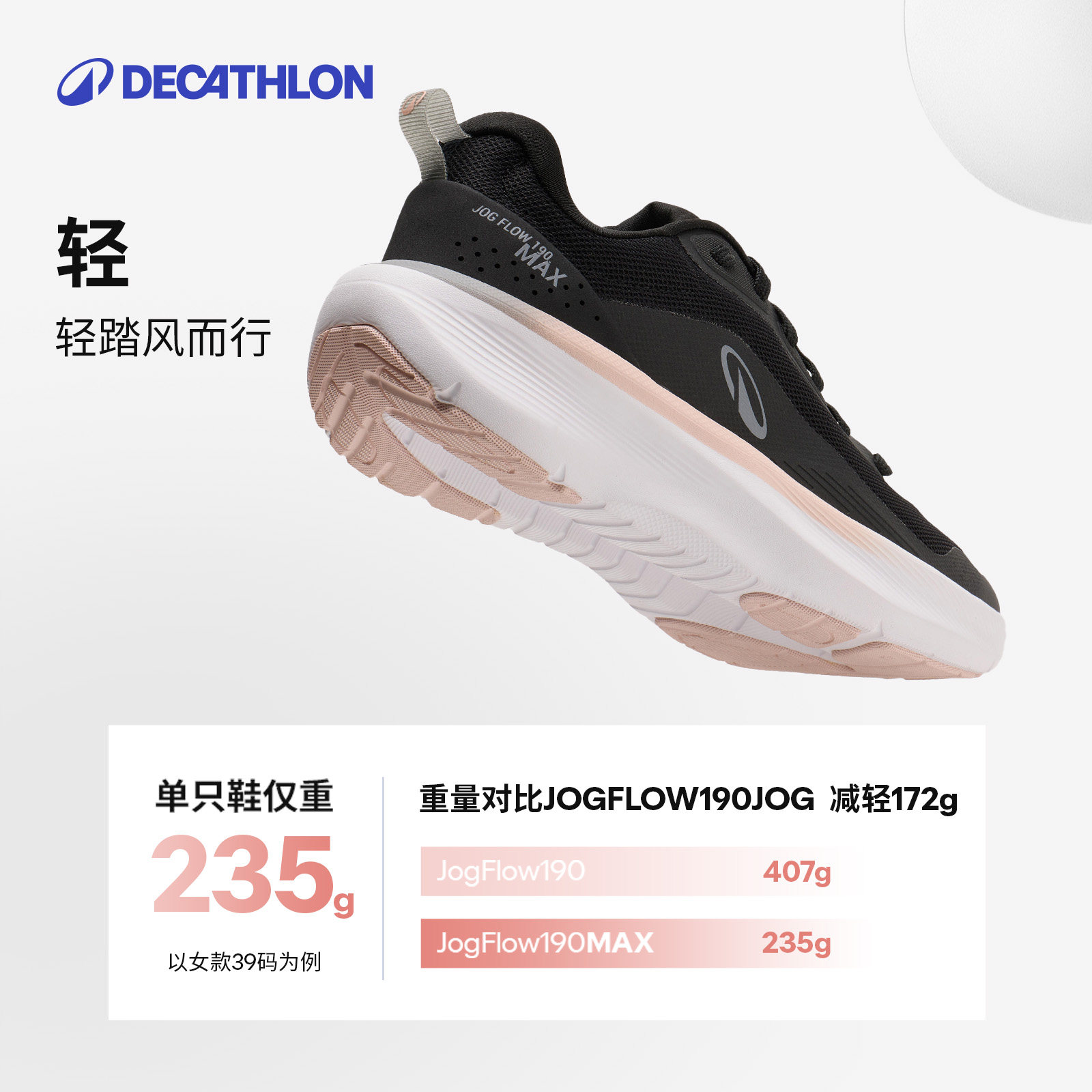 迪卡侬旗舰店跑步鞋女JF500小白鞋健身轻减震软底打球运动鞋IVX1