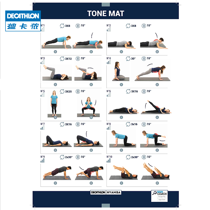 迪卡侬健身垫男士家用加厚瑜伽垫耐磨防滑锻炼训练运动垫子ENY2-图2