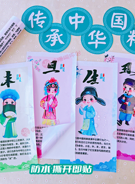幼儿园京剧主题墙非遗文化贴画