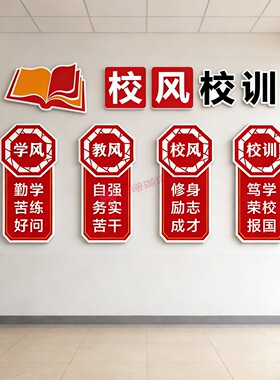 校园三风一训校风校训五育墙贴
