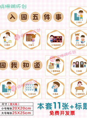 俏珊瑚幼儿园入园离园流程图墙贴