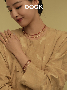 OOAK界格白贝母玫瑰金项链耳钉编织肌理半宝石耳钉气质款简约时尚