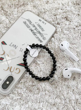 暗黑英文字母圆牌学生情侣手链