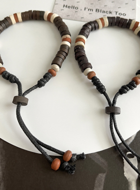 男款编织木质手绳百搭配饰